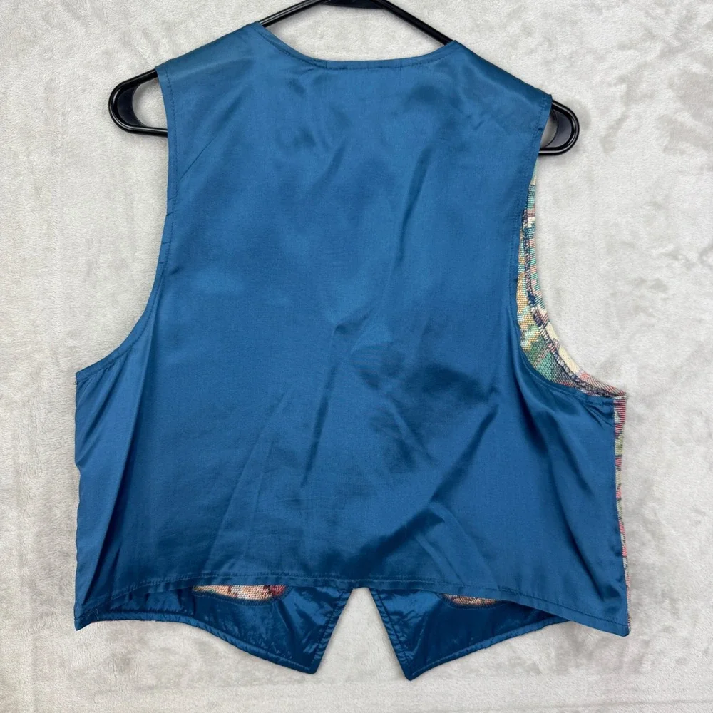 ⁠Vintage 90s Starfire Womens L Tapestry Vest Southwestern Aztec Woven BOHO USA